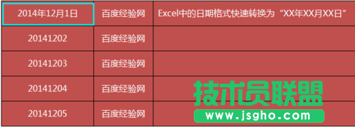 Excel中日期格式快速转换为XX年XX月XX日的样式